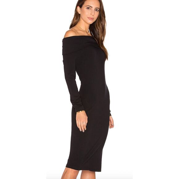 Splendid Dress Womens XS Black Off Shoulder Frenchy Terry Knit Midi SD10840 - Picture 5 of 10